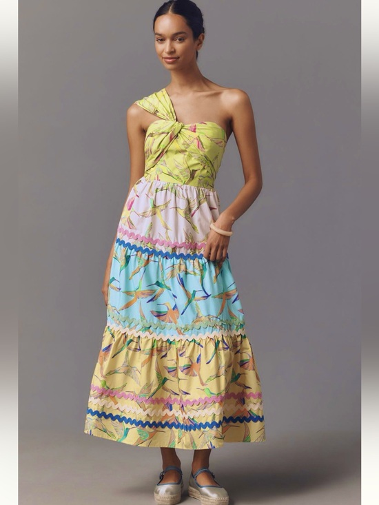 FARM Rio Dresses & Skirts - NEW. Farm Rio Anthropologie One Shoulder Tiered Midi Dress. NWT